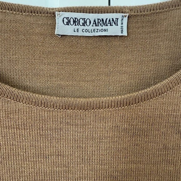 Vintage Giorgio Armani 100% Lana Wool Tan Sweater - Picture 2 of 5